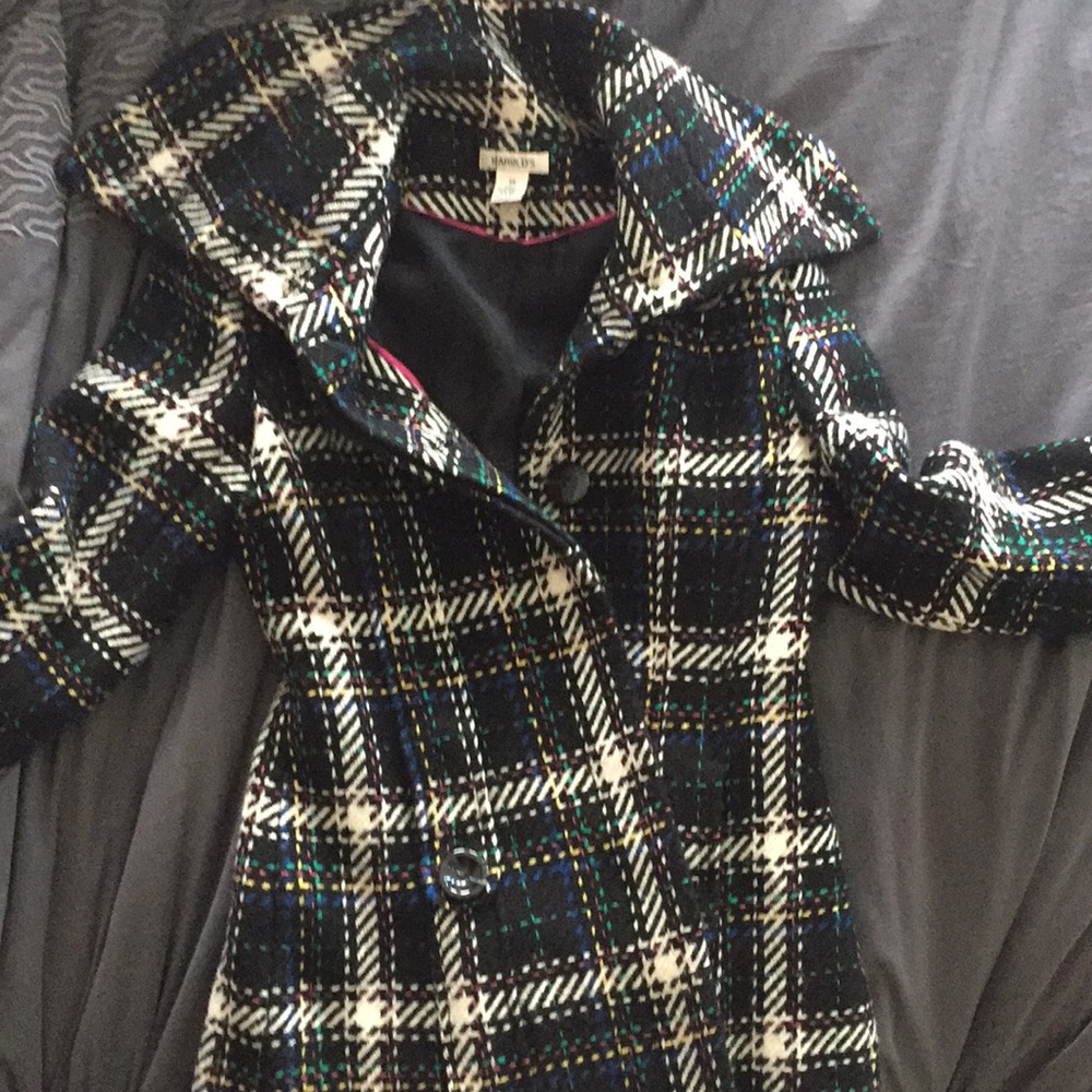 Harold’s pinstrip coat